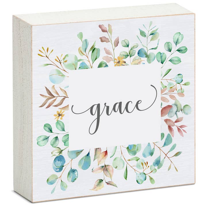 "Grace" Solid Wood Block Sign 3.75" for wholesale by Conimar Promotions