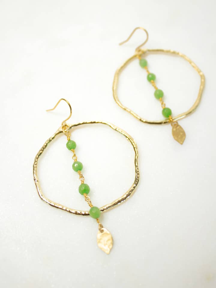 Orecchini a Cerchio Rosario in Giada Verde Mare per la vendita all'ingrosso da parte di Moxie Collective (formerly Atonement Design)