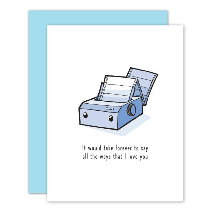 Theater of the Obsolete - Dot Matrix Printer Love Card for wholesale by The Lobster Studio