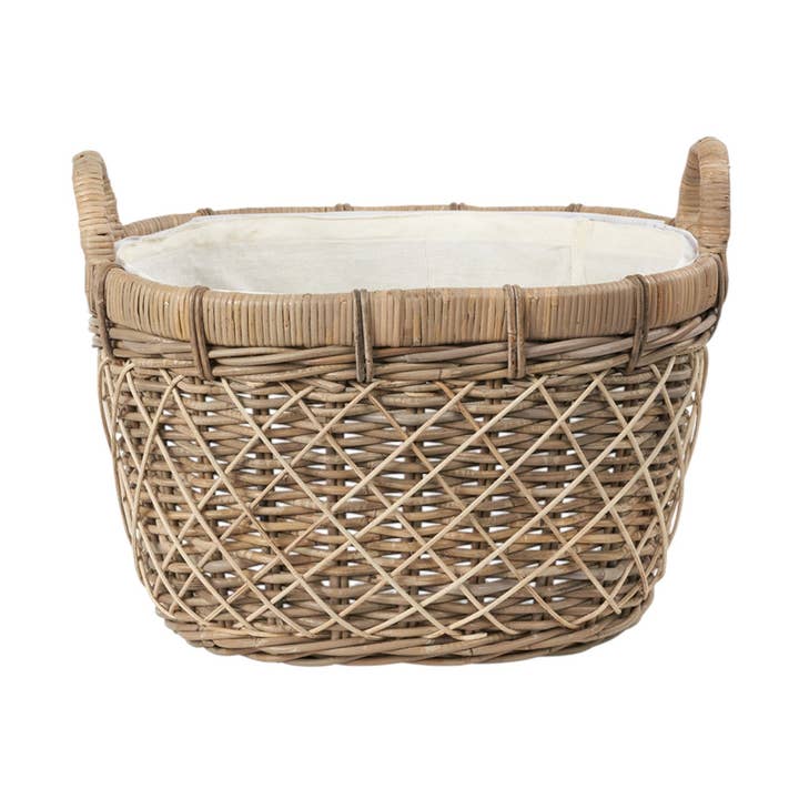 Brun oval tvättkorg i rotting med handtag för wholesale av Red Hamper