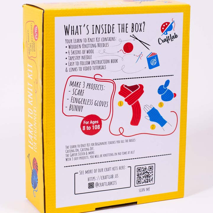 CraftLab - Wholesale Knitting/Crochet Supplies - Knitting Kit for Beginners, Kids and Adults