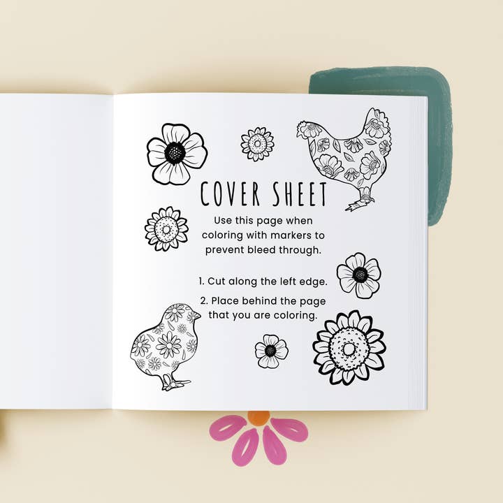 Middlefork & Co. - Wholesale Coloring & Activity Book - Adult - Flowered Farm Friends: Cheerful Coloring Book Adults & Teens2