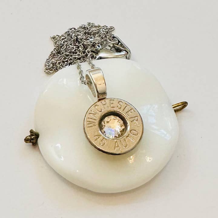 Single BulletSlice Crystal Center Necklace - Sterling Silver Chain for wholesale by OneUniqueWay