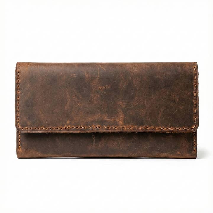 Portemonnee van Crazy Horse Koeienleer met Ritsvak voor Kaarten voor wholesale door ML Marcaleather