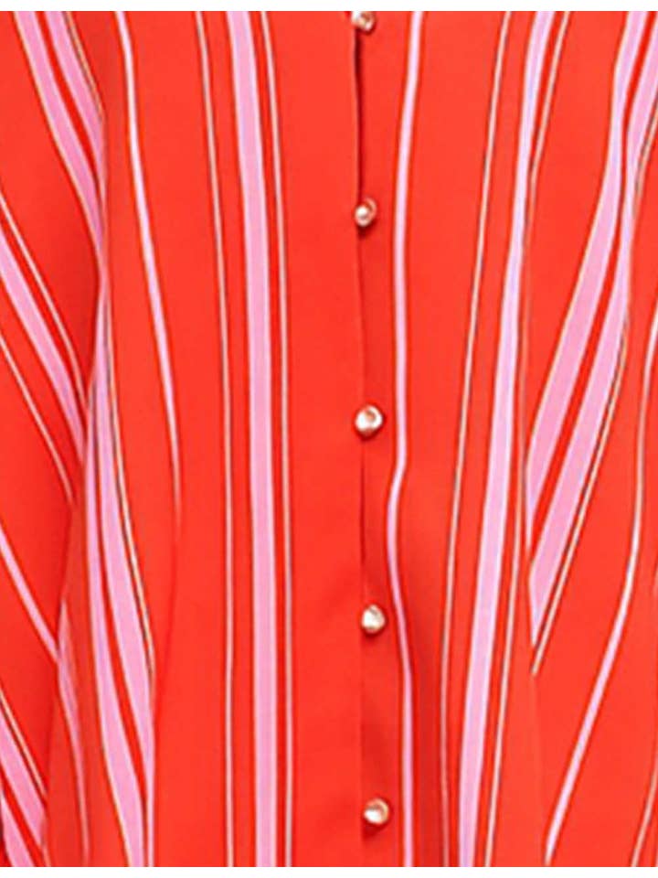 Red Ladies Striped Long Sleeves Top & Pants Lounge Set SKST5K26 for wholesale on Faire3