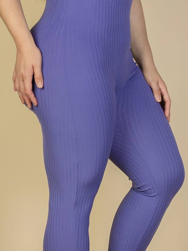 CAPELLA APPAREL - Wholesale Jumpsuit - Women's - Plus Size Halter V Neck Ribbed Bodycon Jumpsuit8