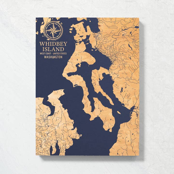 Whidbay Island, Washington U.S. Coastal Map for wholesale by Benoit's Design Co.