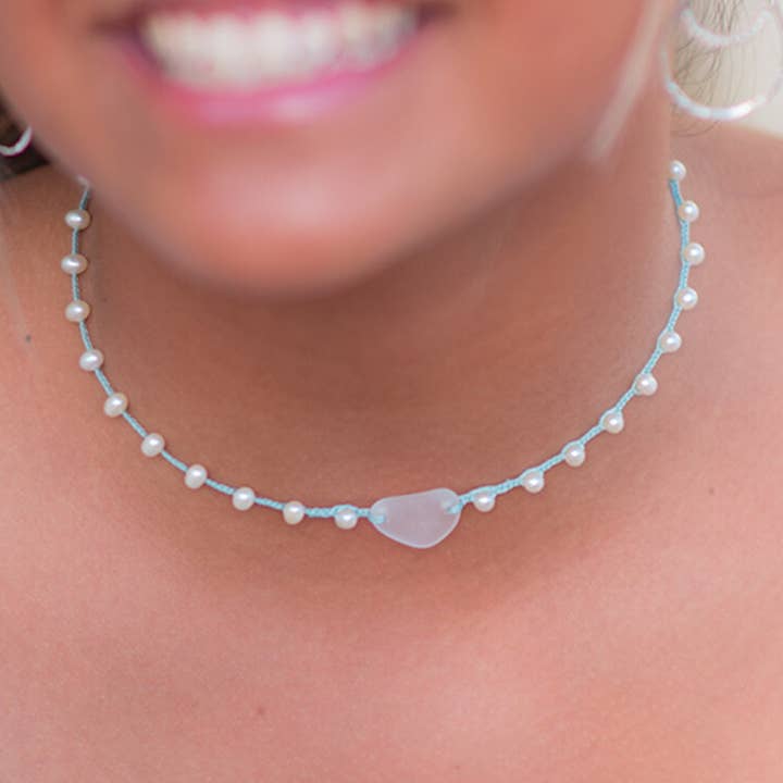 Betty Belts | Ocean Lovers® - Wholesale Choker/Collar - Malia Pearls & Sea Glass Choker3