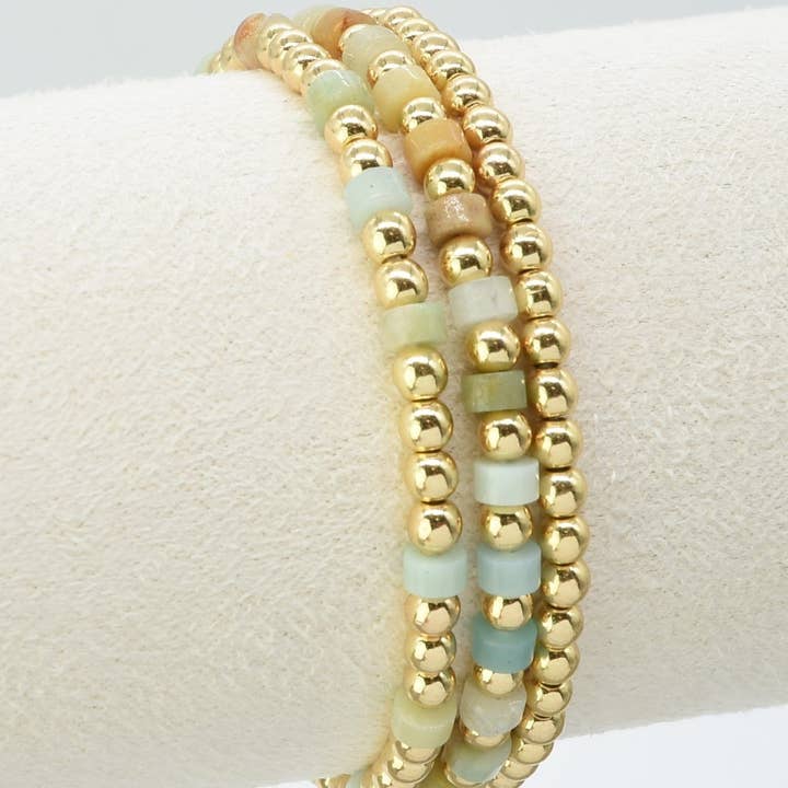 MiMi Wholesale - Wholesale Beaded Bracelet - CB2240 4mm 3pcs CCB, Semi Precious Bracelet