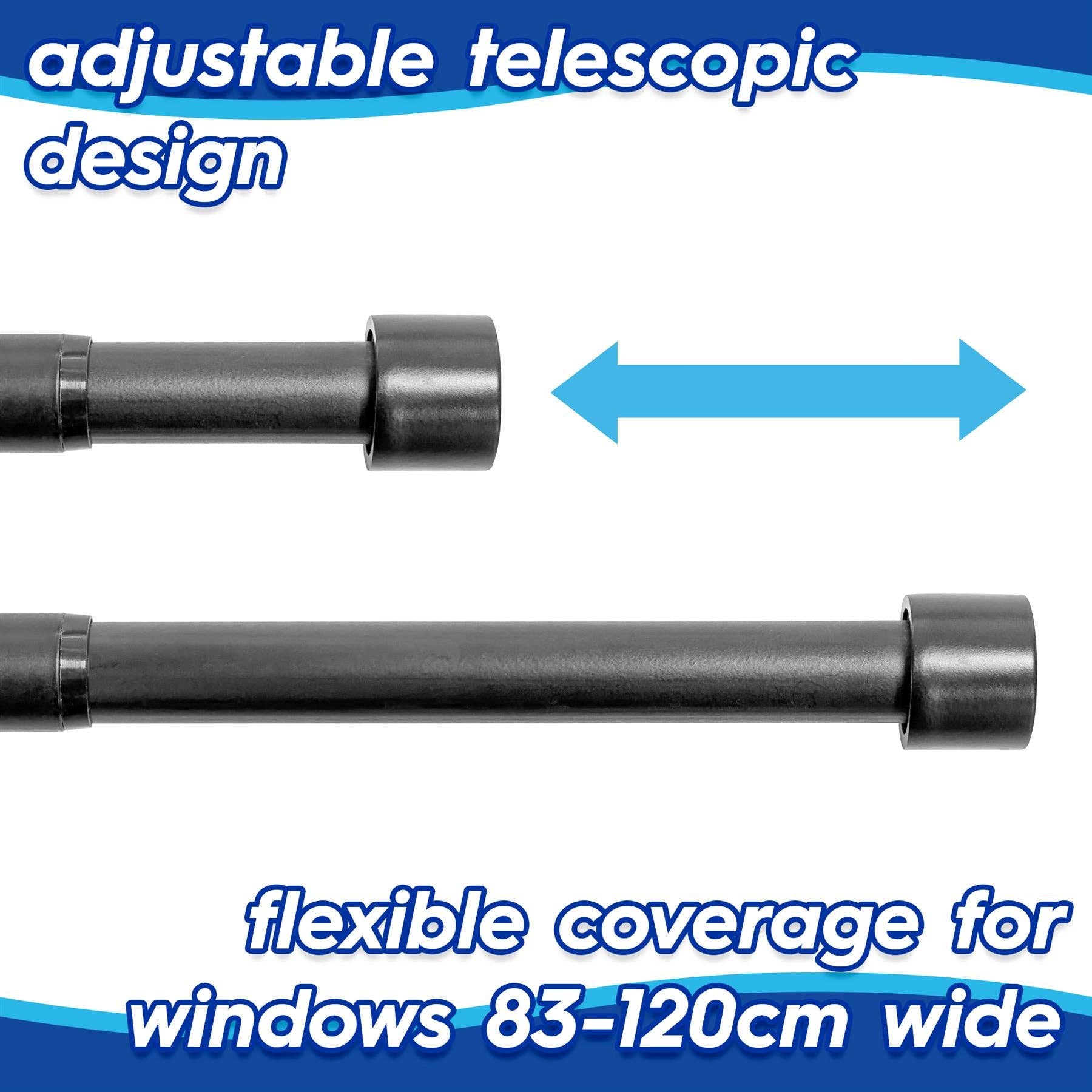 Rinkit Ltd - Wholesale Curtain Rod - Extendable Metal Curtain Pole Kit - 83 to 120cm3