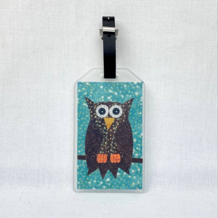 Etiqueta de equipaje de búho para venta al por mayor de Maine Hill Studio