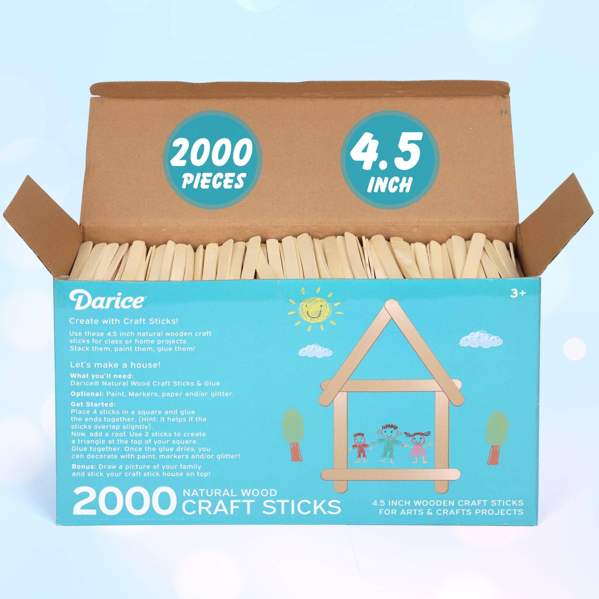 The Toy Group - Wholesale Art Set - Kids & Baby - Darice 2000 Pcs Popsicle Stick, 4.5" Natural Wood sticks2