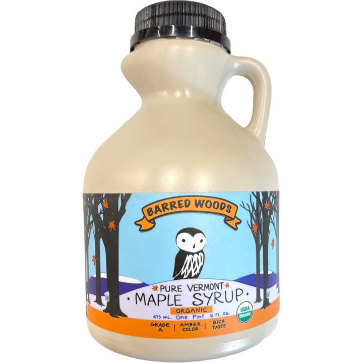 Barred Woods Maple - Wholesale Maple Syrup - Pure Organic Vermont Maple Syrup - One Pint - Grade A Amber