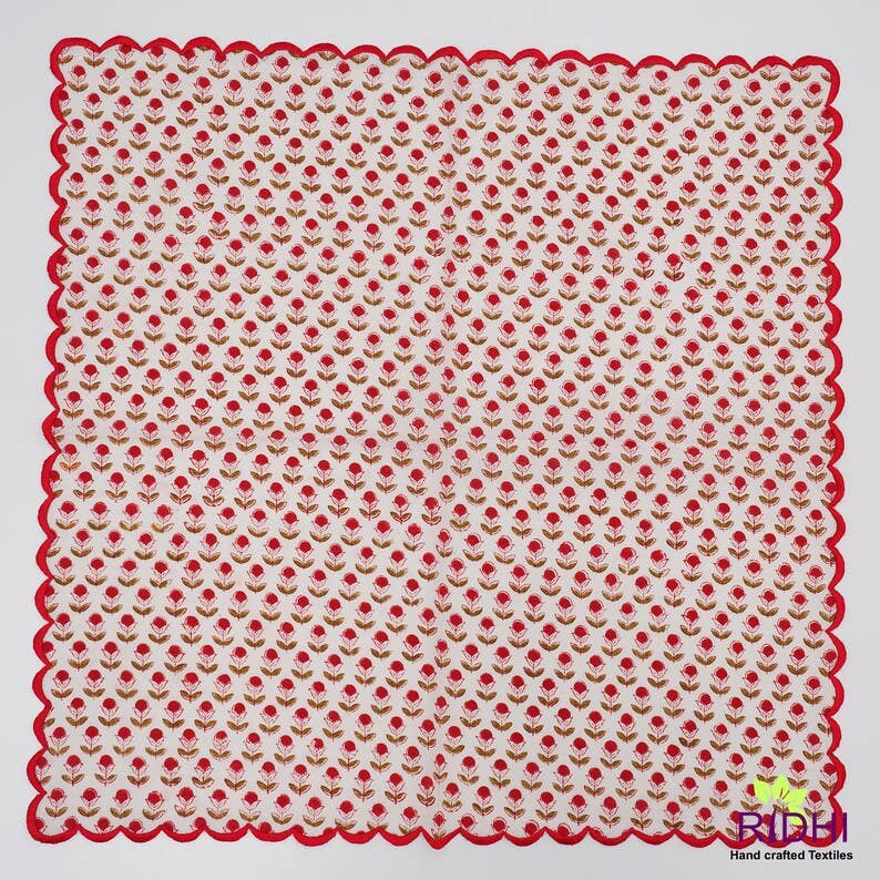 Fabricrush - Wholesale Dinner & Cloth Napkin - Fabricrush Red And Green Scalloped Napkins2