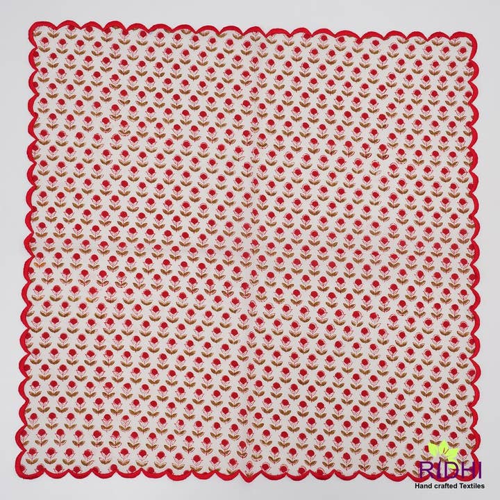 Fabricrush - Wholesale Dinner & Cloth Napkin - Fabricrush Red And Green Scalloped Napkins2