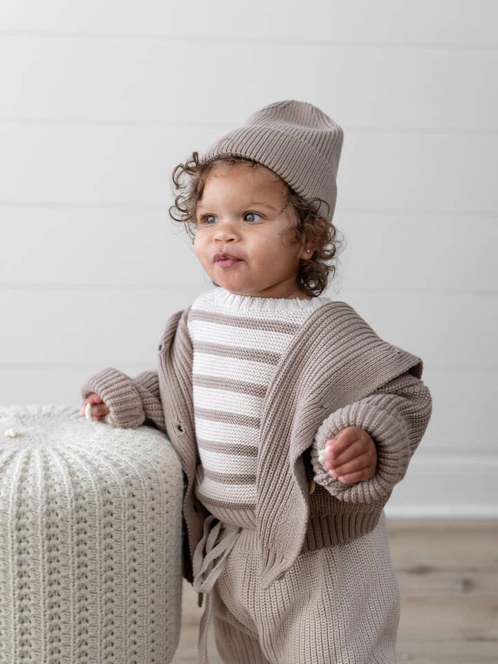 Yooushi - Wholesale Cardigan - Baby - Chocolate Chip Hooded Knit Cardigan2