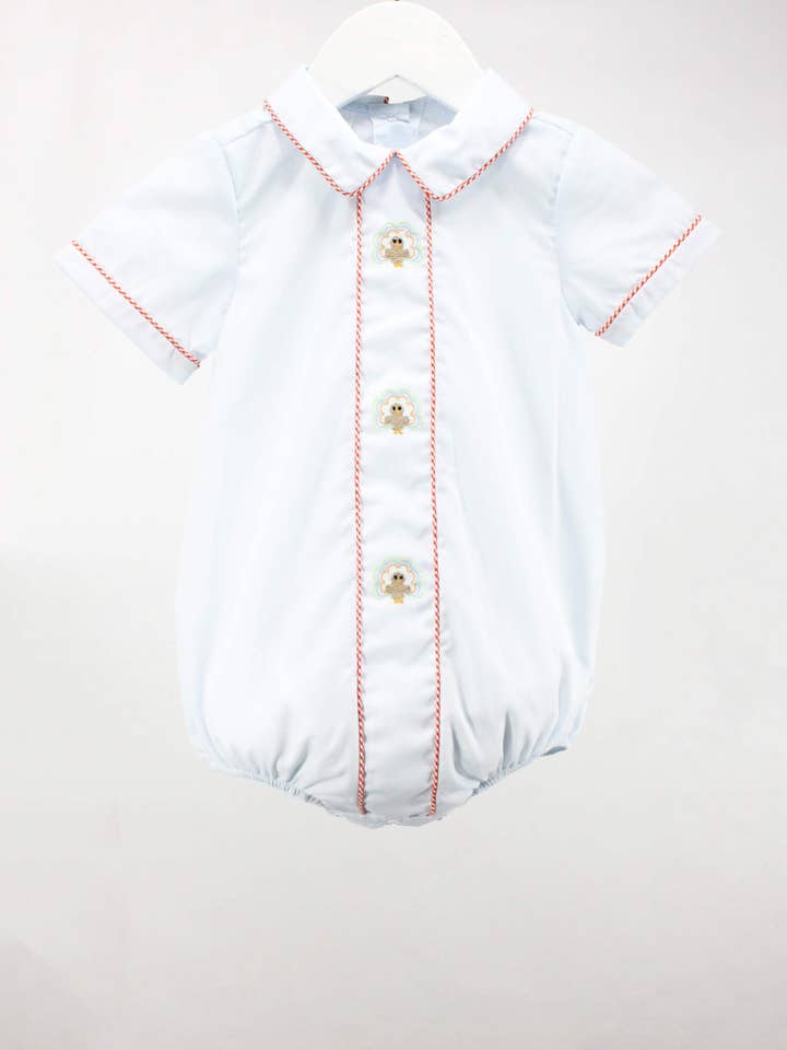 Turkeys on Blue Michael Bubble for wholesale by Baby Blessings Clothing