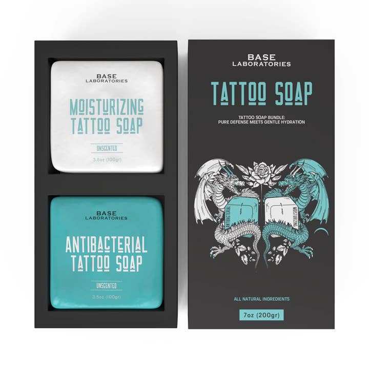 Base Laboratories - Wholesale Bar Soap - Tattoo Soap Bars, Antibacterial & Moisturizing - 2 x 3.5 oz4