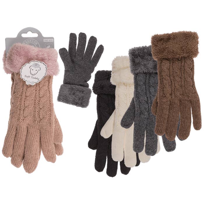 Comfort gloves, Elegant, Cable stitch, for wholesale by Out of the blue KG