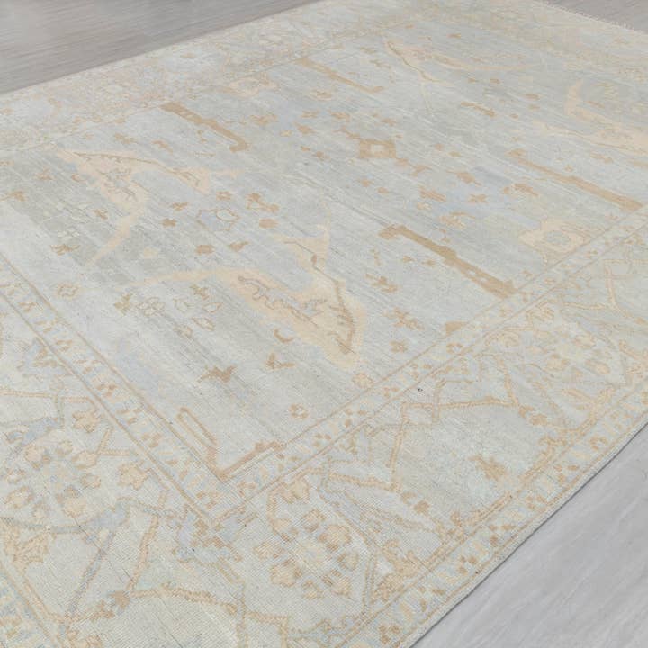 Aesthetic Homes LLC - Wholesale Area Rug - Silver Grey Blue Modern Oushak Rug – Hand Knotted Wool 17005