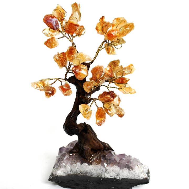 New! Citrine Crystal Gemstone Tree With Amethyst Base Unique 463g for wholesale by Reiju