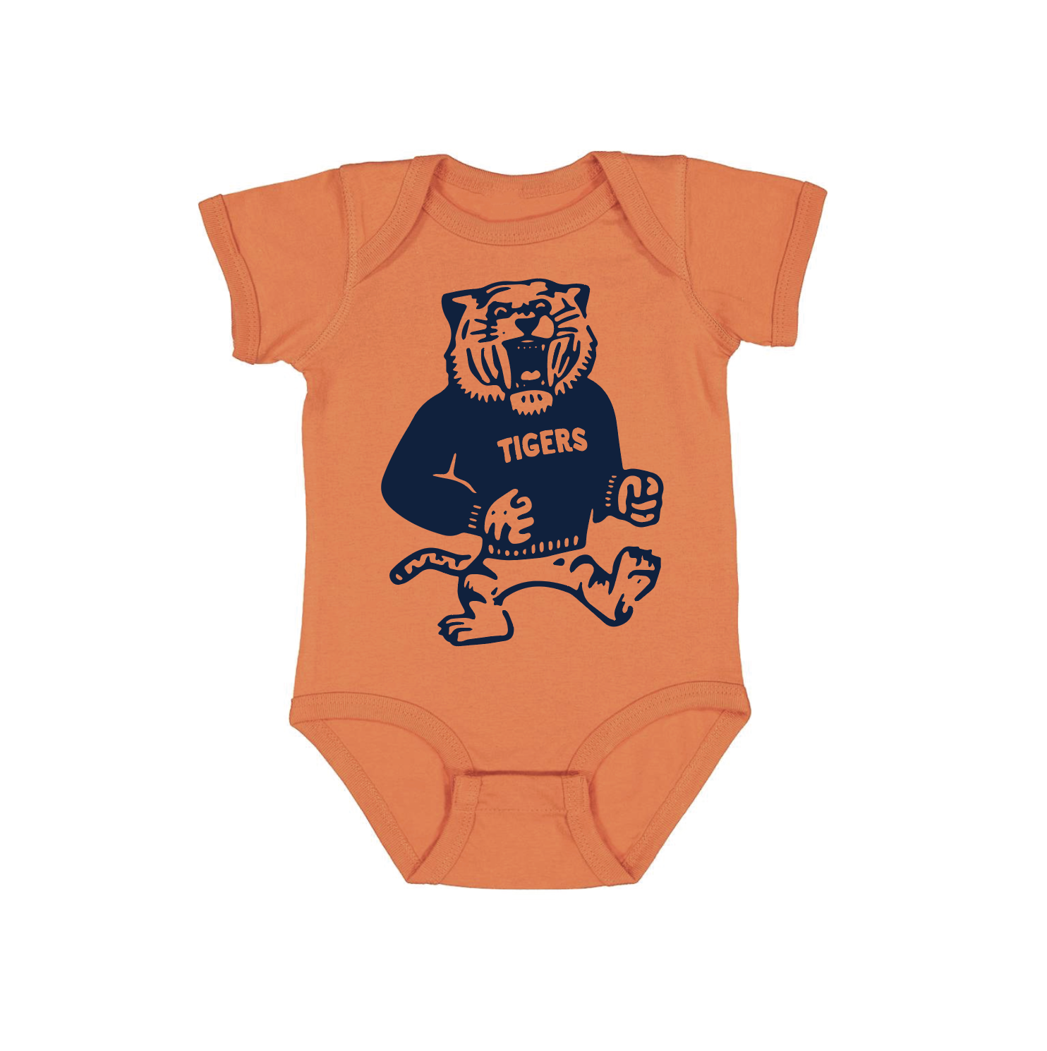 The Chester Drawer - Vendita all'ingrosso Maglietta serigrafata - Unisex - Vintage Tiger Orange + Navy2