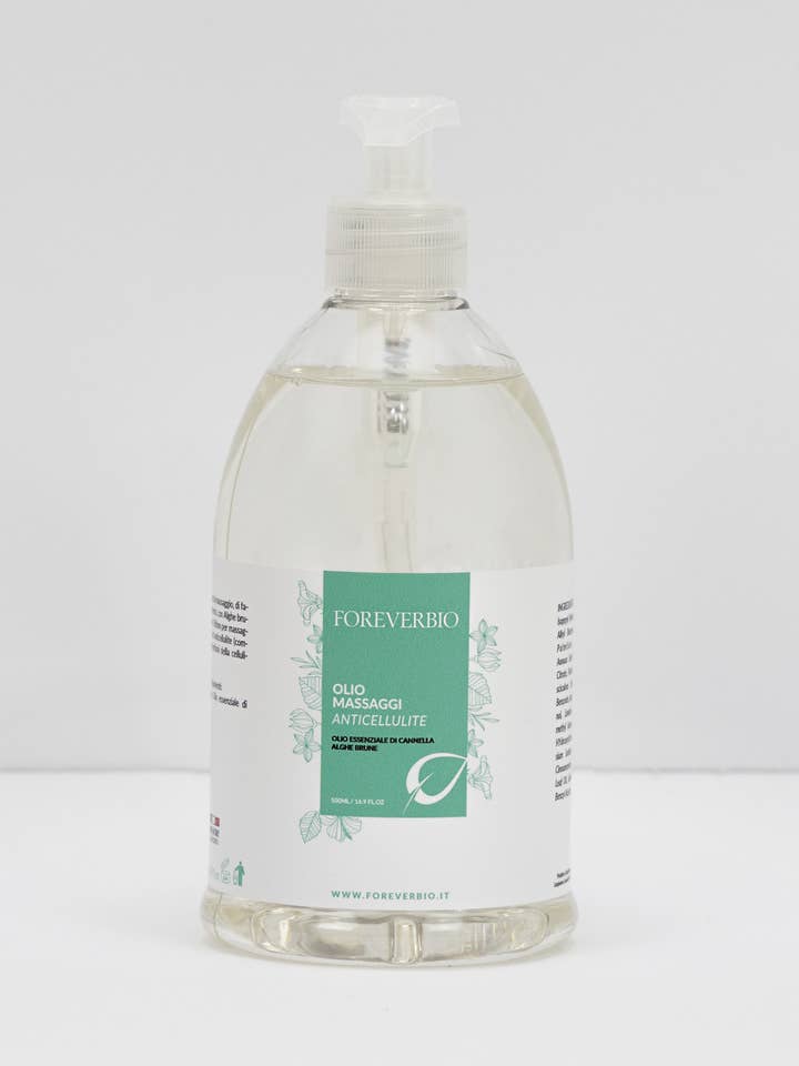 Olio massaggio anticellulite 500ml; Made in Italy per la vendita all'ingrosso da parte di Foreverbio