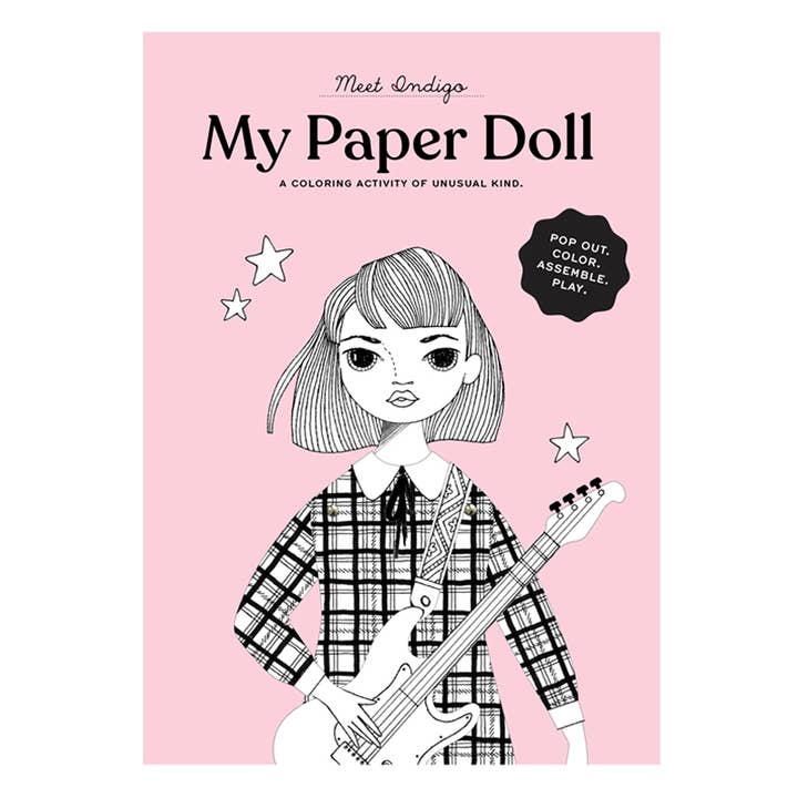 Of Unusual Kind - Wholesale DIY Craft Kit - Kids - INDIGO COLORING PAPER DOLL KIT