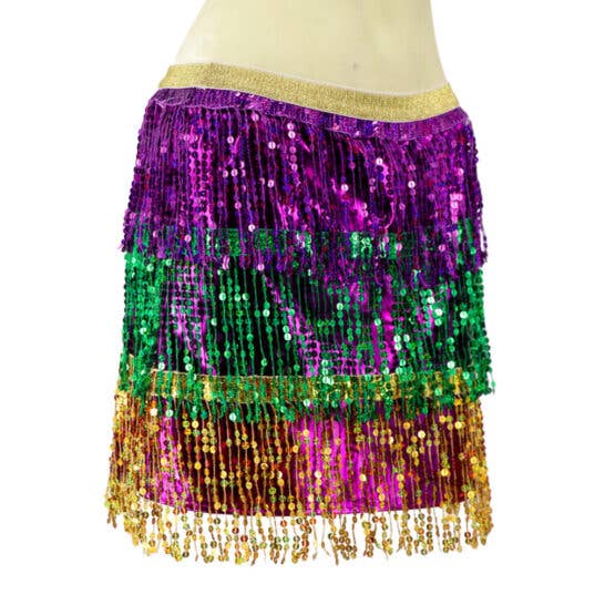 Western Fashion - Wholesale Skirt - Women's - Mardi Gras sequin tri color skirt