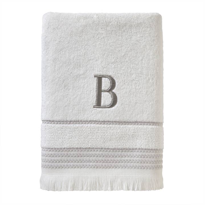 Casual Monogram “B” Cotton Bath Towel, White for wholesale by SKL HOME