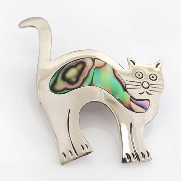 Cat Brooches with Blue Pacific Abalone Inlay  for wholesale by Costello International