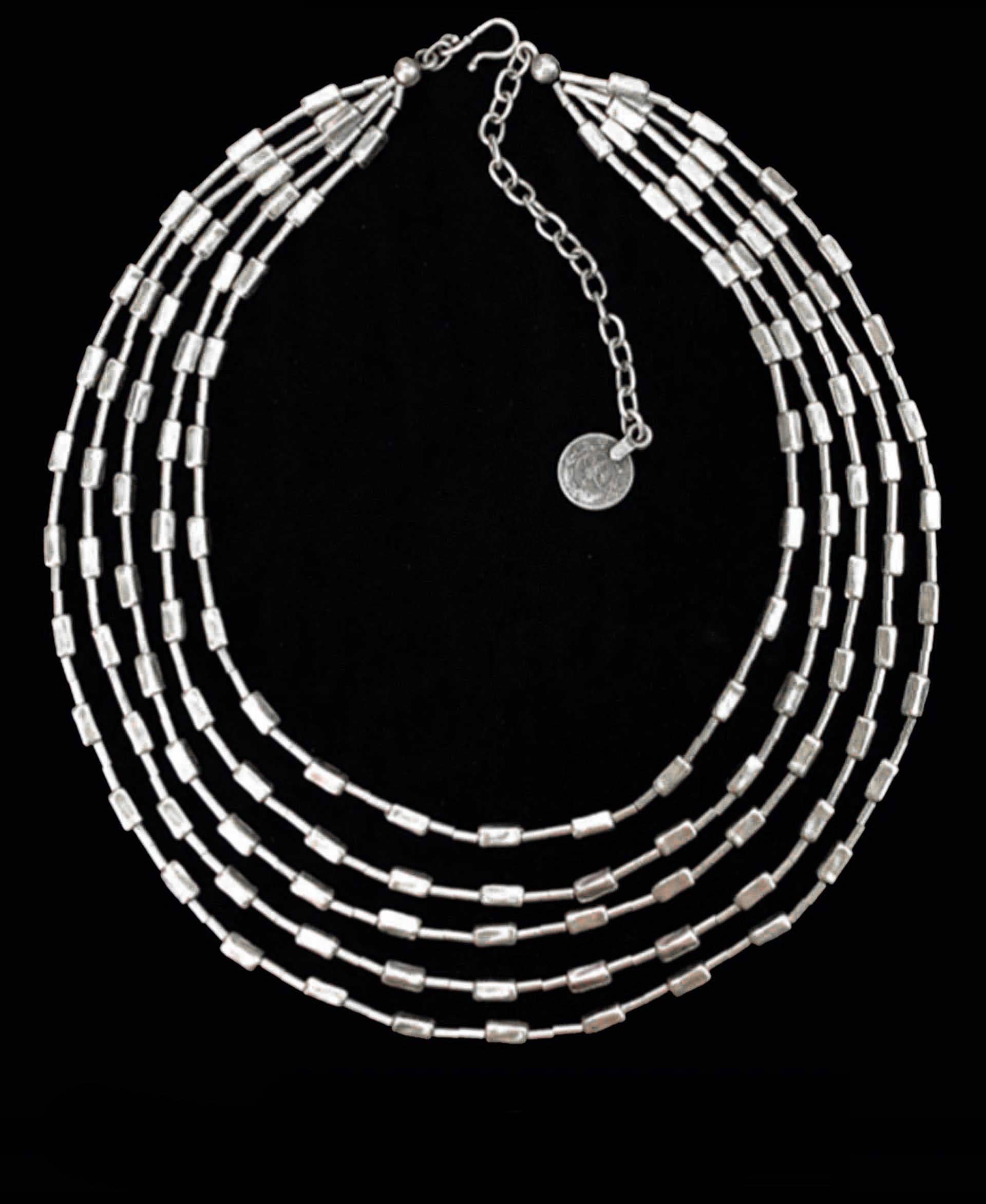 Chanour - Wholesale Link & Chain Necklace - Handmade Multi Chain Pewter Necklace - SLVR10553