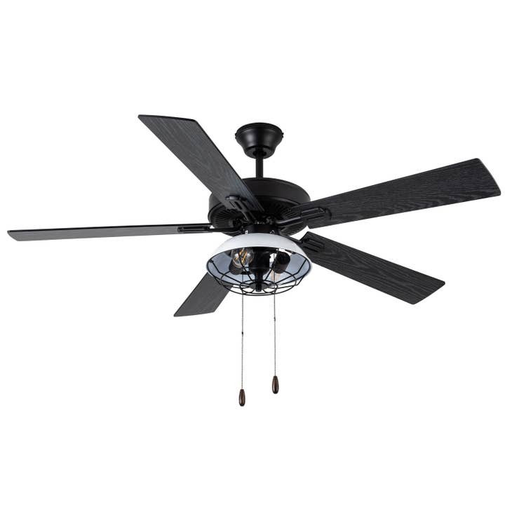 Black White 52"W Owen Ceiling Fan with Light Kit for wholesale on Faire3