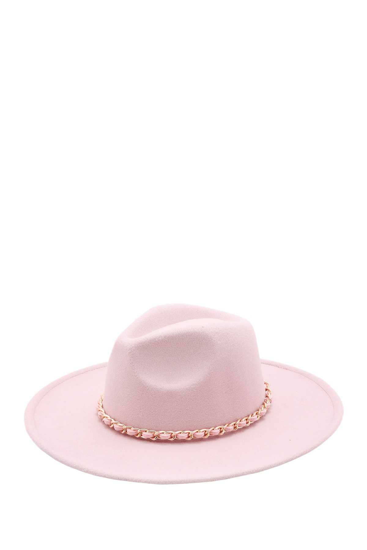 anbfashion - Wholesale Fedora - Women's - Fedora Hat with Leather Tiered Chain 060