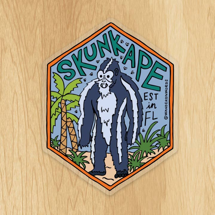 Håndbogstaverne Skunk Ape Sticker, Florida Sticker for engroshandel hos Wander On Words