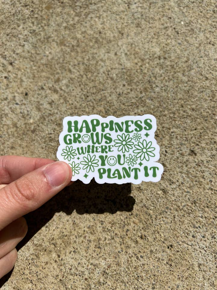 Adesivo Happiness Grows per la vendita all'ingrosso da parte di Hannah Elise Co