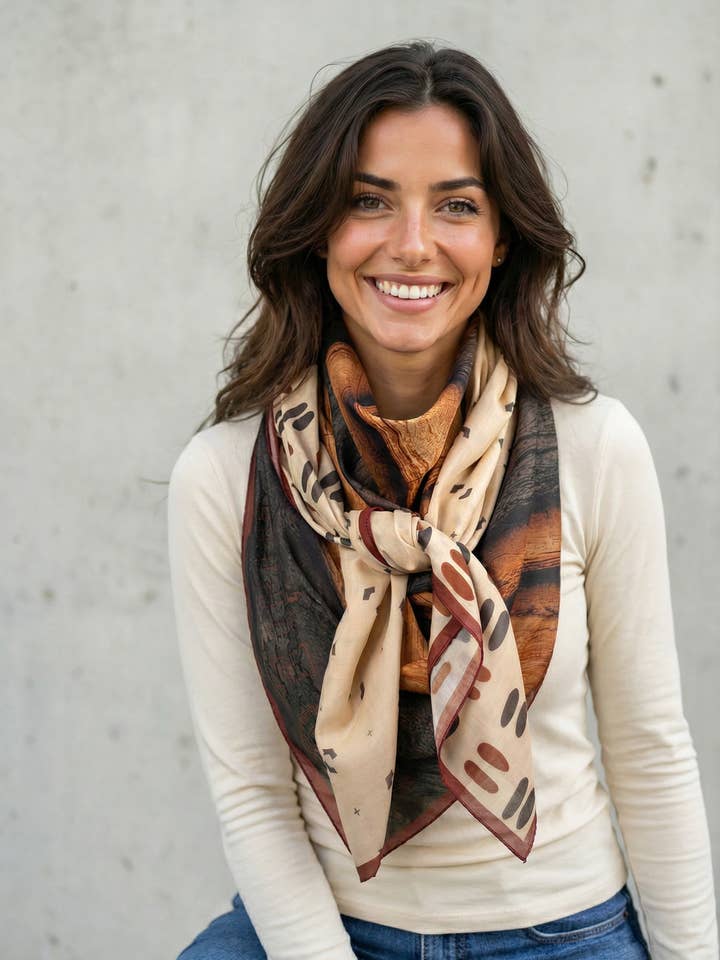 Sjaal 140x140cm ref. 9056 - Sienna aarde voor wholesale door Little Oh!