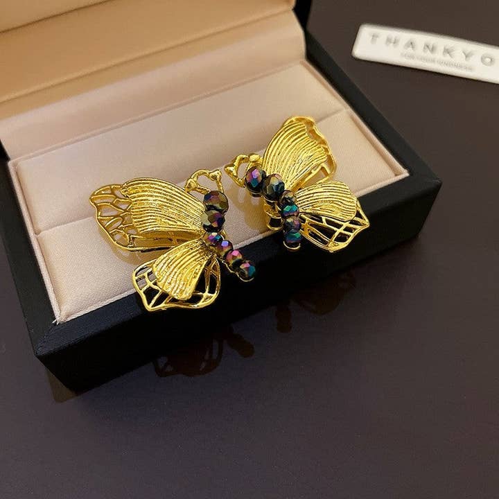 Silver Needle Diamond Butterfly Earrings for wholesale on Faire1