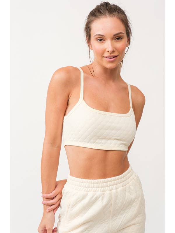 Papermoon - Wholesale Lounge Set - Women's - PT17280-1 - Lara Quilted Fabric Crop Top And Jogger Pants Se