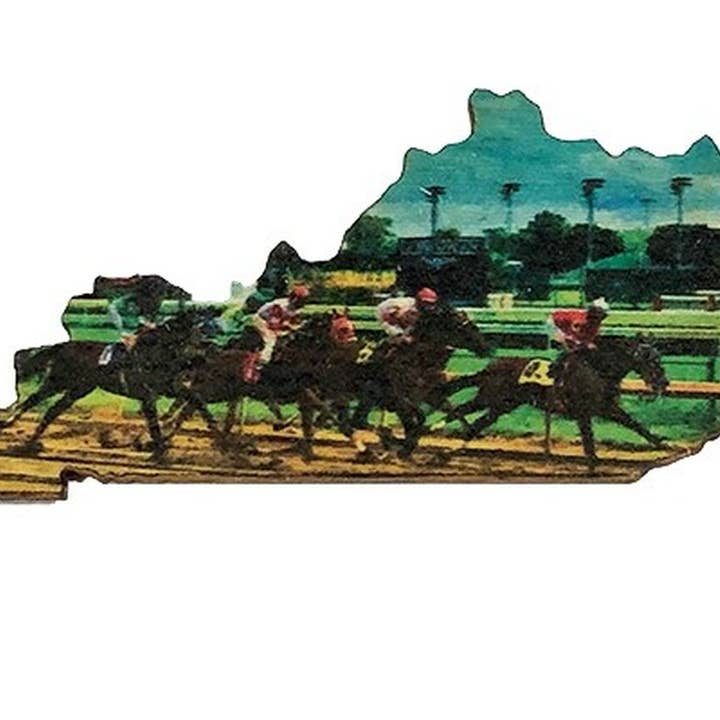 Imán de madera con forma de Kentucky con diseño vintage de Derby para venta al por mayor de Layne Wilson
