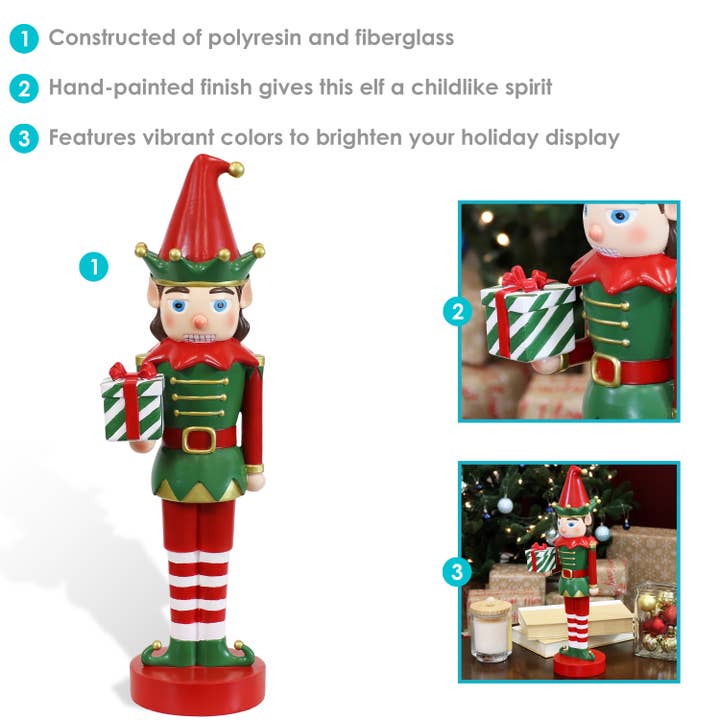 Sunnydaze Decor - Wholesale Holiday Nutcracker - Jingles the Christmas Elf Indoor Nutcracker Statue - 17 in