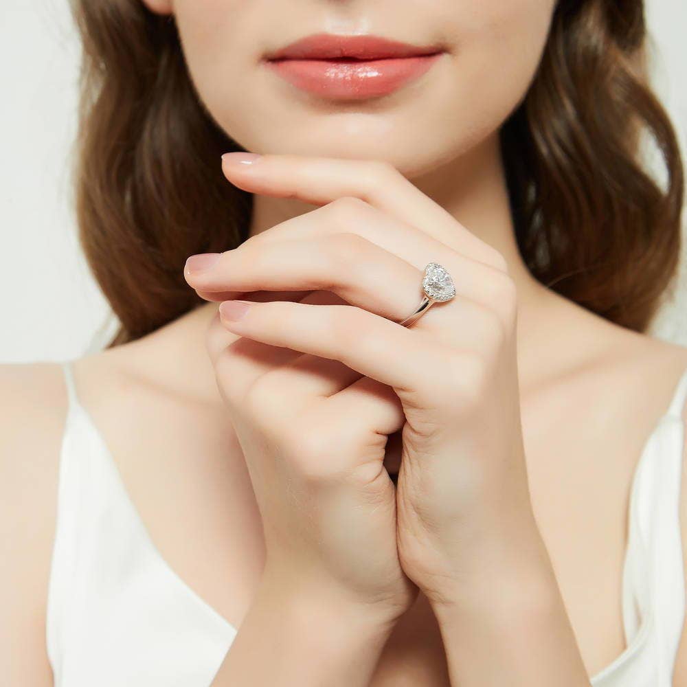 BERRICLE – wholesale Engagement ring – BERRICLE Sterling Silver Halo Heart CZ Engagement Ring Set10
