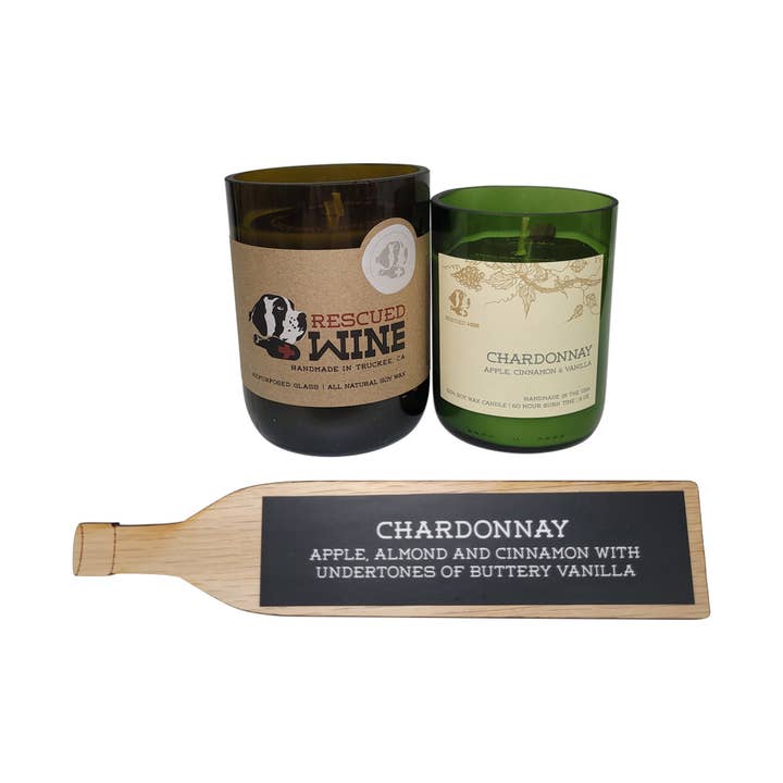 Rescued Wine Candles - Wholesale Retailer Display - Home & Living - Chardonnay shelf talker for display1