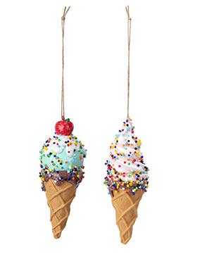 Ice Cream Cone Ornaments 2 Assorted 53749 for wholesale by Napco