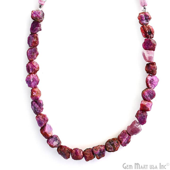 GemMartUSA - Wholesale Beads - Ruby Rough Free Form Beads, 9Inch Gemstone Strand, 7x5mm