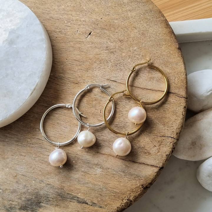 PearlGem Designs - Wholesale Hoop earrings - Rebecca Freshwater Pearl hoop Earrings5