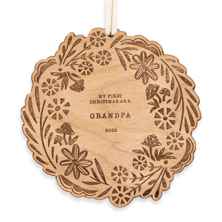 Hereafter – Großhandel Verzierung – Holzschmuck „Mein erstes Weihnachten als Opa“ -Kranz