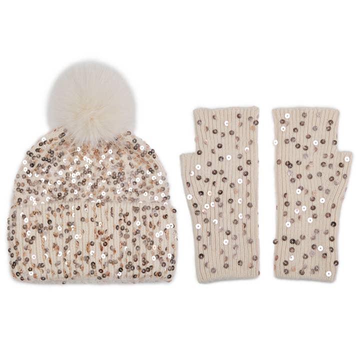 Sequin Balaclava Pompom Hat and Gloves Set SD117-1 and other Purchase Wholesale winter hats and scarves. Free Returns & Net 60 Terms on Faire trending on Faire.