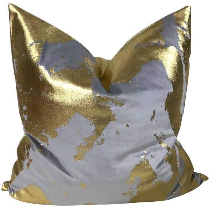 Gray Velvet w/Gold Foil Abstract Pillow for wholesale by Visually Rich Home