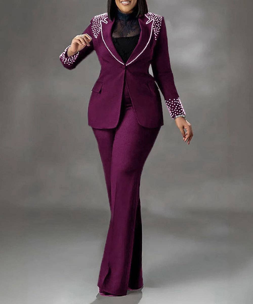 Aria Romance - Wholesale Suit Pants - Women's - Slim Fit Long Sleeve Two-Piece Set8